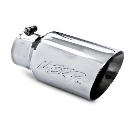 MBRP T5052 5" Angled Exhaust Tip – 4" Inlet, 12" Long, Polished Stainless Steel, Bold Single Wall Look For Trucks